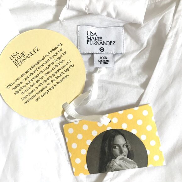 NWT Lisa Marie Fernandez for Target White Ric Rac Midi Dress Bell Sleeve - Picture 4 of 16